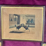 Five Cock Fighting Framed Lithographs 1853 London