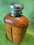 Large Edwardian Leather Glass Spirit Flask