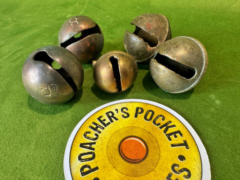 Five antique cast bronze hound bells