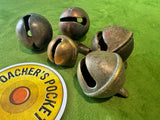 Five antique cast bronze hound bells