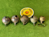 Five antique cast bronze hound bells