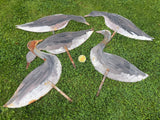 Flock of 5 Artisan Metal Goose Silhouette Decoys