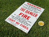 Original Fire Danger Fettercairn Estates Porcelain Enamel Sign