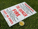 Original Fire Danger Fettercairn Estates Porcelain Enamel Sign