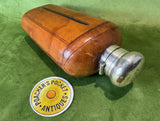 Large Edwardian Leather Glass Spirit Flask