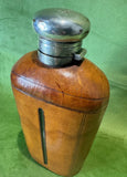 Large Edwardian Leather Glass Spirit Flask