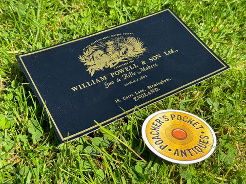 Genuine Leather Gilded Gun Case Label William Powell