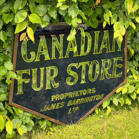 Antique glass sign Canadian Fur Store