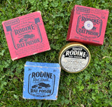 Three Rodine Rat Poison Tins in Card Boxes