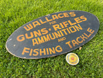 Original Wooden Painted Guns Ammunition Fishing Sign Wallace’s