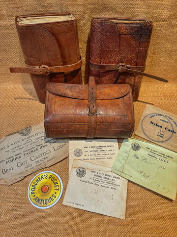 Three Victorian Leather Fly Fishing Wallets Army & Navy