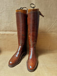 Vintage Brown Leather Riding Hunting Boots & Trees