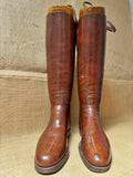 Vintage Brown Leather Riding Hunting Boots & Trees