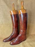 Vintage Brown Leather Hunting Riding Boots & Trees