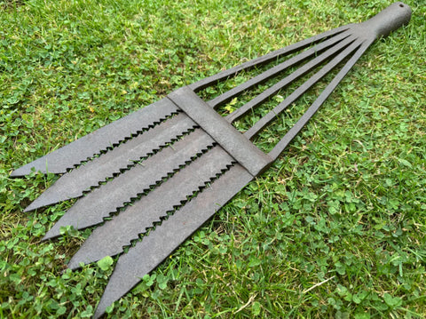 Large 5-tine Forged Eel Spear