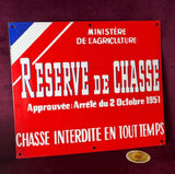 Original 1950s Game Reserve Shooting Enamel Sign
