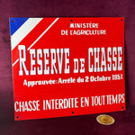 Original 1950s Game Reserve Shooting Enamel Sign