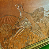 Framed Carved Leather Pheasant by David Baker