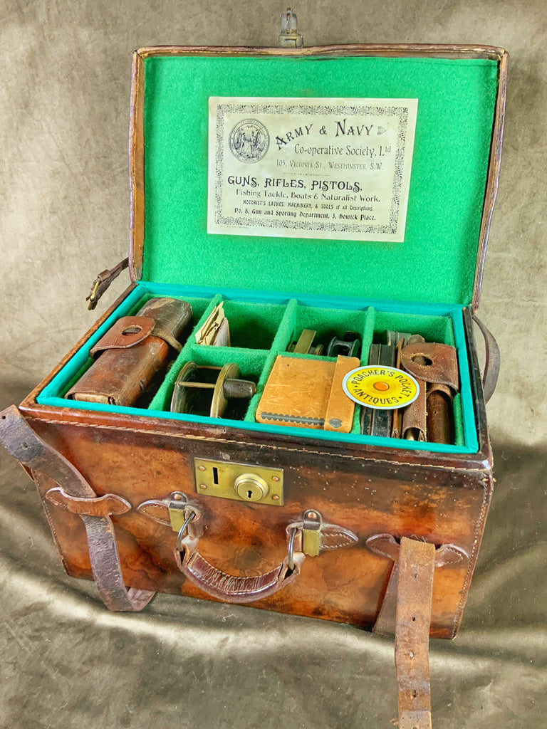 Leather Case Fishing Tackle Compendium by Army & Navy, London – Poacher's Pocket Antiques